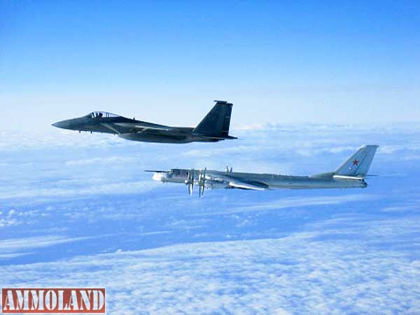 Air Force F-15 and Russian Tu-95 Bear long rang bomber
