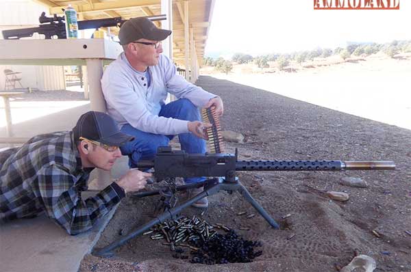 Ken Wittekiend, Owner of Witt Machine & Tool & AmmoLand Editor, Fredy Riehl (pulling the trigger), shooting the 1st Ever Suppressed M1919A4 Machine Gun