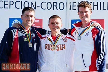 Josh Richmond (L) wins the Men's Double Trap bronze medal. Photo (c) 2011 ISSF