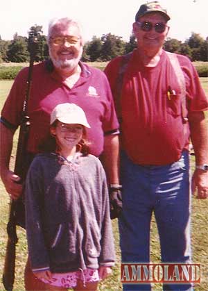 Bob Lepor, Elizabeth Carbone, and Walt Marvel, manager of Owens Station Sporting Clays, where Bob reached the 100,000-target mark.