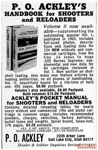 P.O. Ackley's early Advertisement for the "Handbook for Shooters and Reloaders"