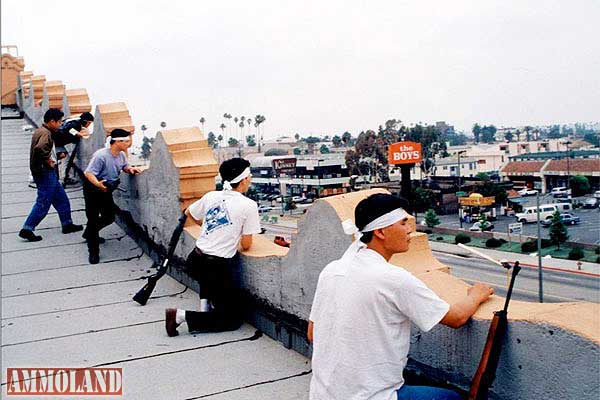 Korean men defending Koreatown during the 1992 LA riots.