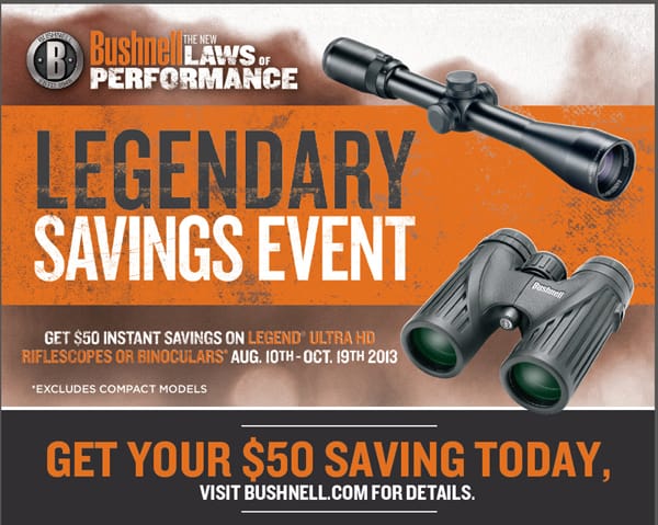 $50  Savings on Legend Ultra HD Riflescope or BinocularAmmoLand