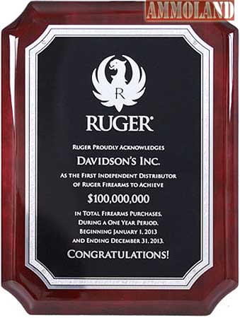 Davidson’s Receives Award as Ruger’s First $100 Million Customer