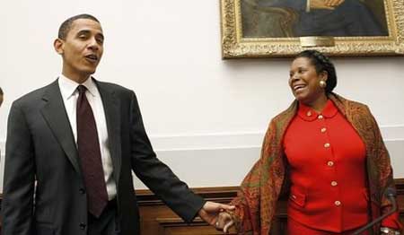 Sheila Jackson Lee and President Obama