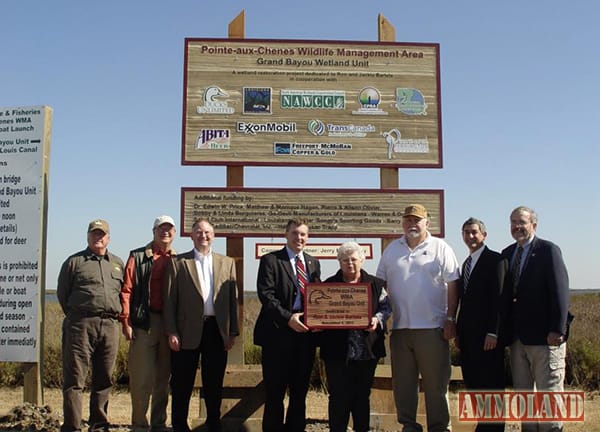 Grand Bayou Unit project on Pointe-aux-Chenes Wildlife Management Area dedicated to Ron & Jackie Bartels in 2011