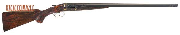 LOT1399- Monumental Double Signed and 1912 Dated Rudolph Kornbrath/William Gough Master Engraved and Gold Inlaid Exhibition Quality A.H. Fox Side by Side Boxlock Shotgun, Matching Numbered Twin Barrel Set