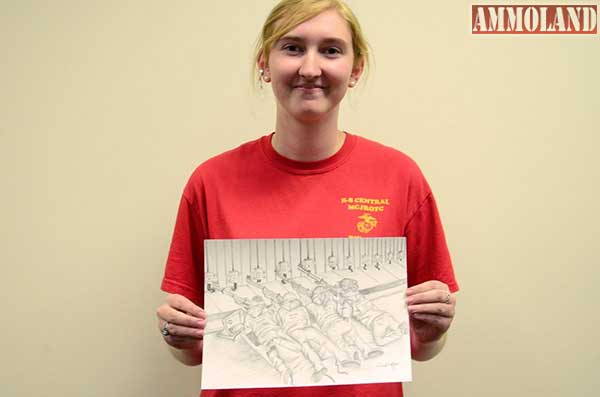 Alternate Sarah Huffman of R-S Central HS MCJROTC hand drew the image above while her teammates competed in the prone stage.