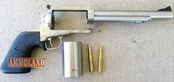 Magnum Research BFR Revolver with cylinder removed, note how massive it is