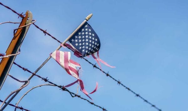 American Flag Barbwire Secert Lists American Flag Barbwire iStock-955397728