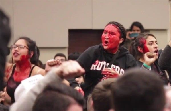 Red Paint Smeared Protestors Disrupt Republicans Speech at Rutgers