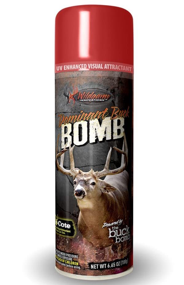 Attract Dominant Bucks With Twice The Appeal New Wildgame Innovations' Dominant Buck Bomb Aerosol Spray With Glo-Cote UV Enhancement Lures Bucks By Smell; Guides Them By Sight 