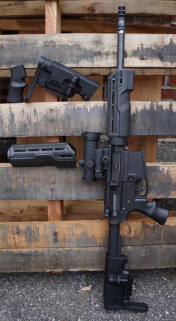 The TUK combines three, top-of-the-line A*B Arms AR-15 accessory brands; the A*B Arms A*B Pro Hand Guard, the A*B Arms SBR P*Grip pistol grip and the A*B Arms Urban Sniper Stock.