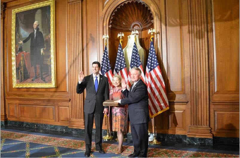 Congressman Lance is administered the oath of office by House Speaker Paul Ryan. Lance’s wife, Heidi Rohrbach, is center