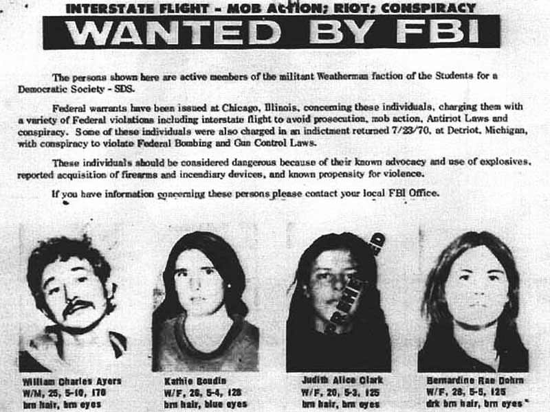 The Weather Underground FBI Wanted Poster