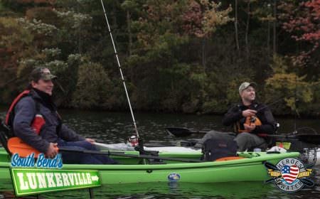 South Bend’s Lunkerville host “Mike D” with HOW guest star, Justin Vail on Lake Denmark, NJ