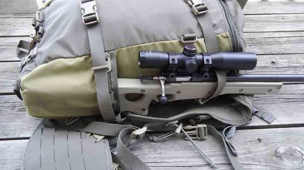 The Crickett Precision Rifle fits nicely in the Hill People Gear Umlindi pack.