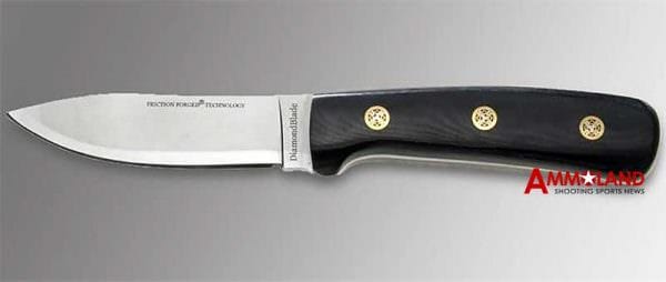 Diamond Blades Traditional Hunter Knife in Linen Black Micarta-Mosaic Pins