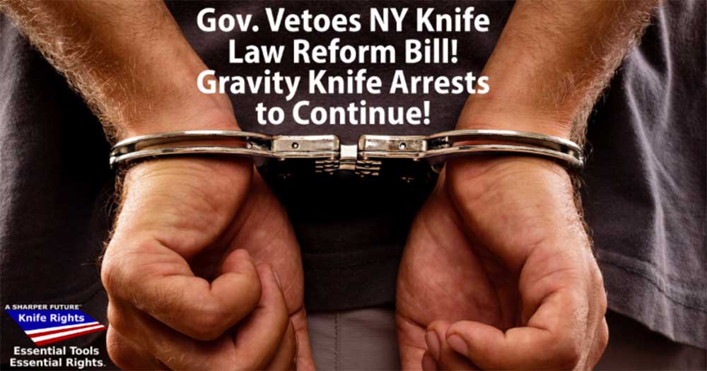 NY Gov. AGAIN Vetoes Knife Rights' Gravity Knife Law Reform Bill