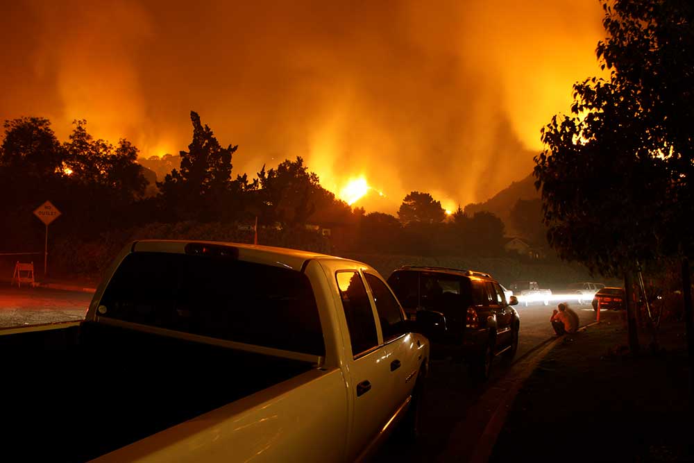 Neighborhood On Fire At Night Wild Fires Adobe Stock 293708455