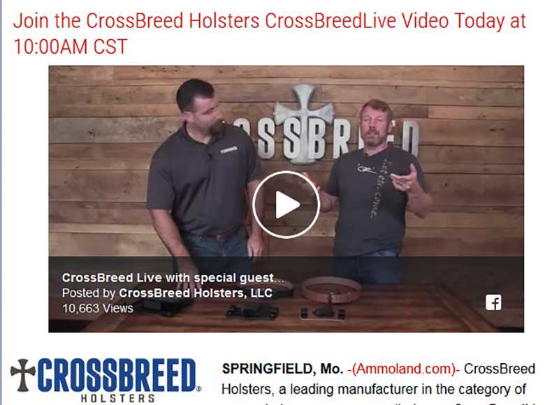 AmmoLand broadcasts CrossBreed LIVE with Mark "Oz" Geist (Brandlive Brand Ambassador), to AmmoLand News readers.