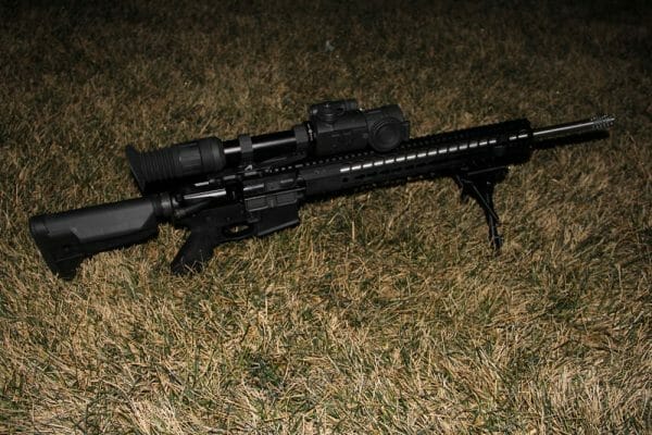 The maximum effective range of the Sightmark Photon XT 4.6x42S is 130 yards with a field of view of 22.5ft at 100 yards.