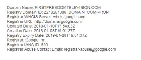 First Freedom Television Website WHOIS