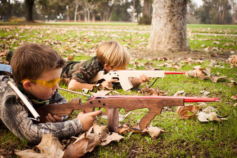 toy rubber band guns kids play playing cops robbers