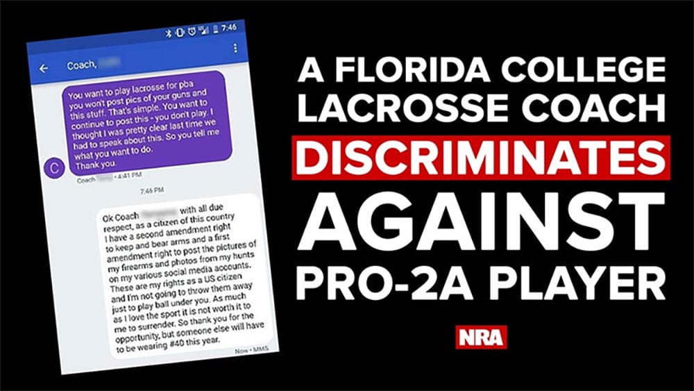 College Lacrosse Coach Discriminates Against Pro-2A Player