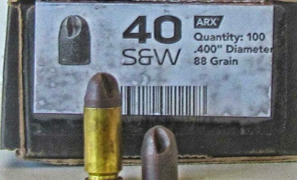 The popular 40 S & W is available with the ARX bullet