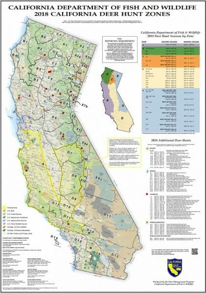 NRA and CRPA Map of hunts that require using non-lead ammunition.