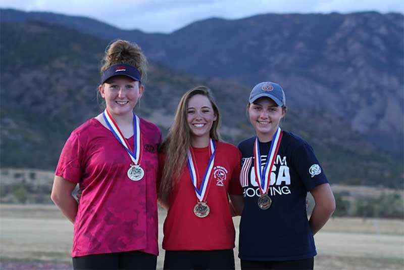 Junior Trap Women medalists: Victoria Hendrix, Gold; Ryann Phillips, Silver; Heather Broski, Bronze (Photo courtesy of USA Shooting)