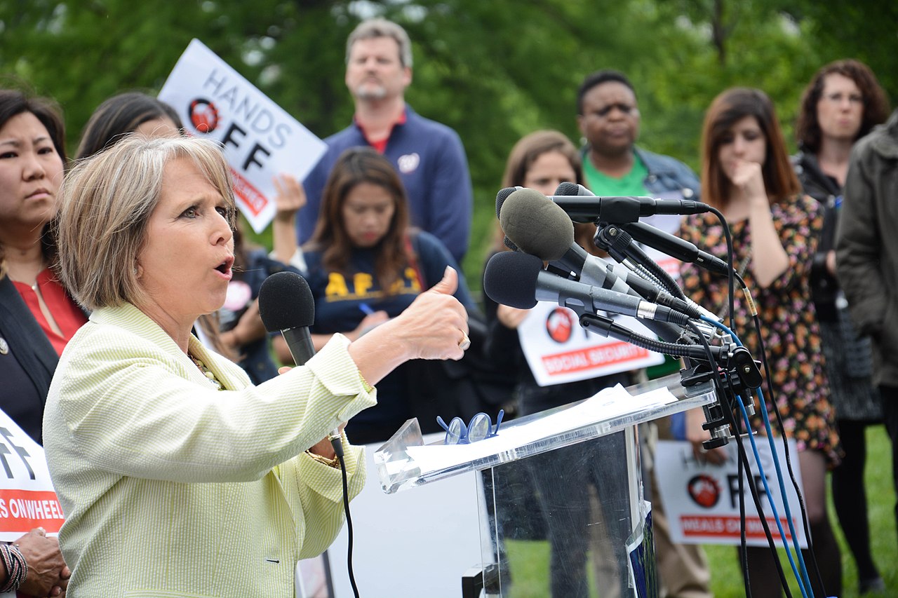 Michelle Lujan Grisham at a rally. By AFGE - #Handsoff Budget Rally, CC BY 2.0 creativecommons.org/licenses/by/2.0, via Wikimedia Commons