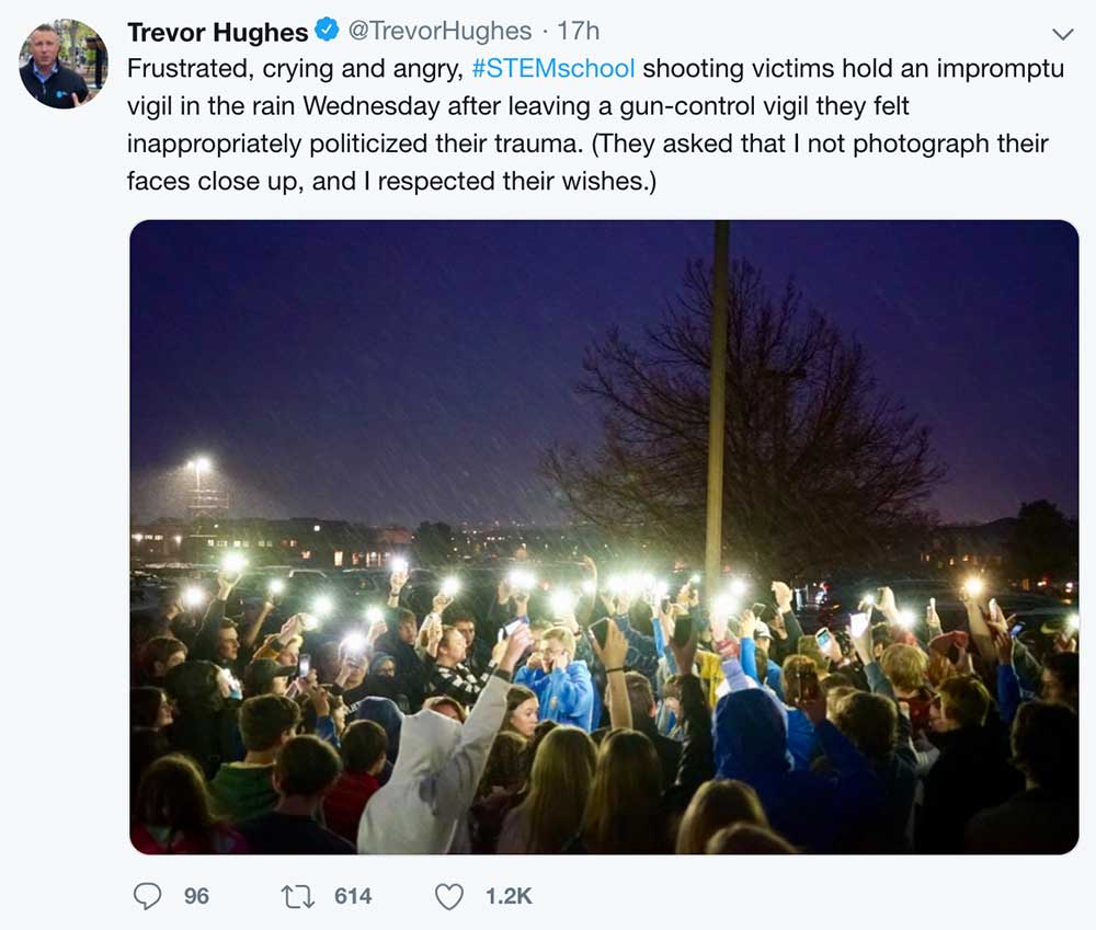 Students Walk Out of Vigil For Fallen Student Over Anti-gun Message.