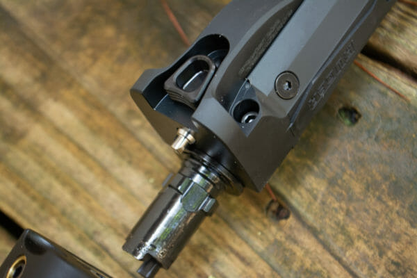 The Ruger PC Carbine receiver and barrel lock up tight as a drum but there's a tension wheel adjustment if you want more or less.