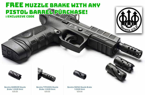 FREE Muzzle Brake with Beretta Pistol Barrel Purchase Online Deal