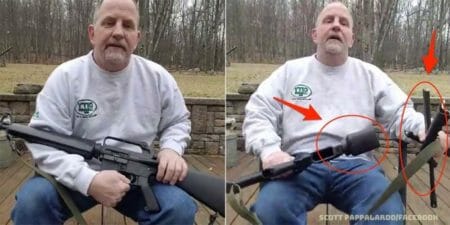 Scott Pappalardo displaying his AR-15 after cutting the barrel. Scott Pappalardo/Facebook