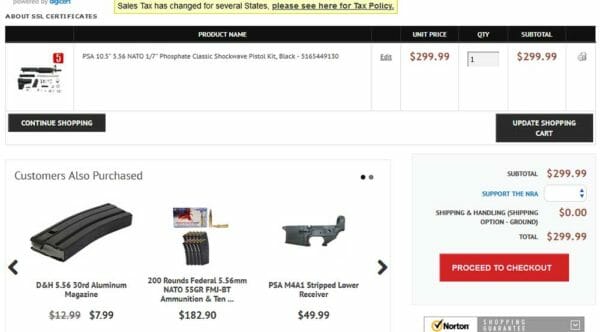 PSA Phosphate Classic Shockwave Pistol Kit Deal Cart Check
