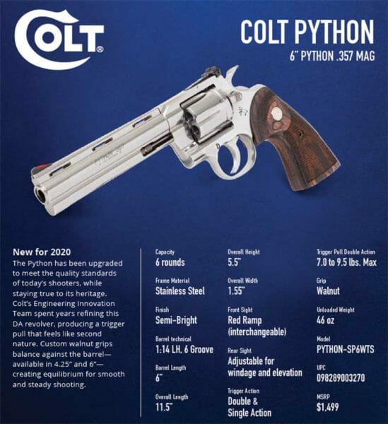 Colt Python Double-Action Revolver 6' .357