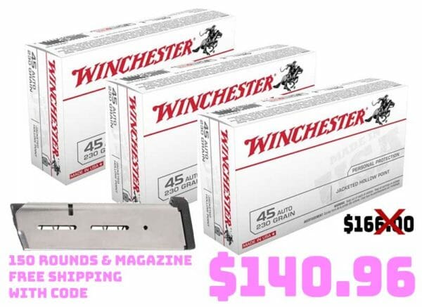 150rnds Winchester USA WhiteBox 45 ACP Ammo Deal