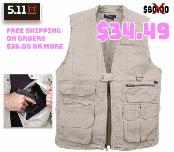 5.11 Tactical Vest in Tan or Black Deal