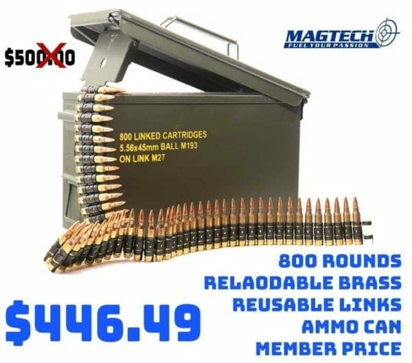 Magtech M27 Linked Ammo .5.56x45mm 800 Linked Rnds Ammo Can Deal July2020