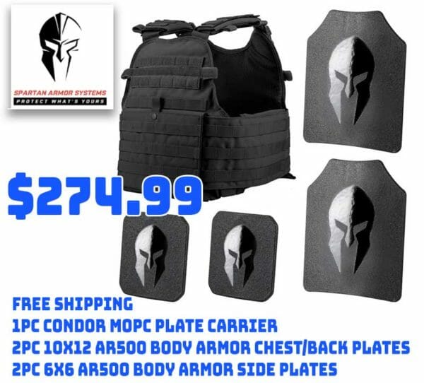 Spartan Armor Condor Plate Carrier & Omega AR500 Body Armor Package Deal