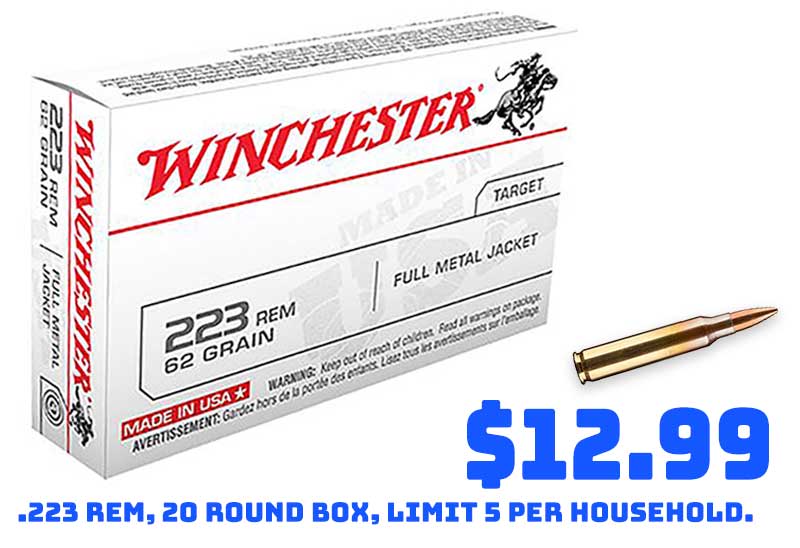 Winchester Ammo .223 Remington 62gr FMJ Box of 20 Deal