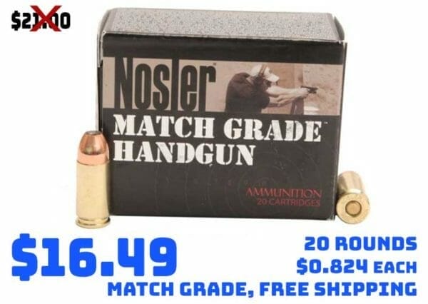 20 rnd Nosler 9mm Jacketed Hollow Point 115grain Ammunition Deal