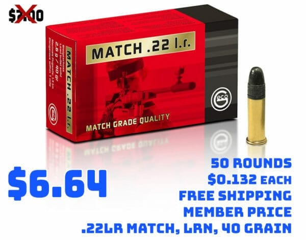 GECO, .22LR Match, LRN, 40 Grain, 50 Rounds Deal