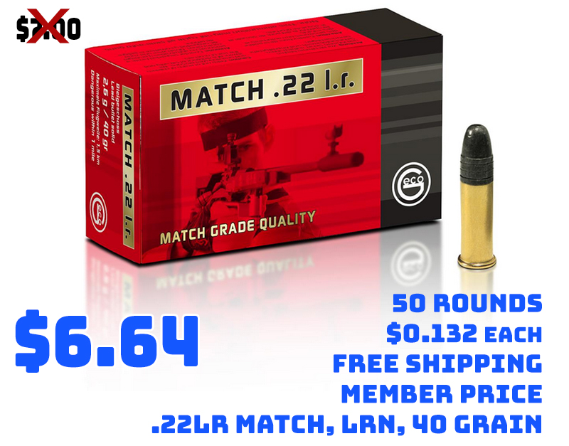 GECO, .22LR Match, LRN, 40 Grain, 50 Rounds Deal