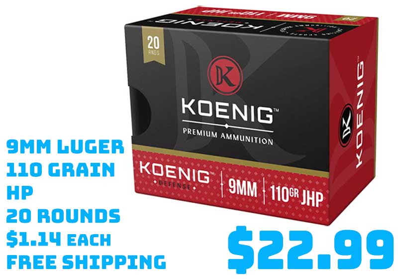 Koenig Defense 9mm Luger 11Grn HP Ammunition Deal 2