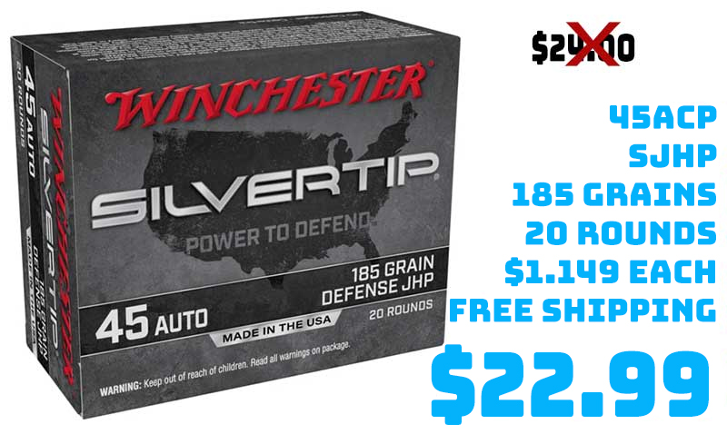 Winchester SUPER-X .45ACP 185grn Silvertip JHP 20rnds Deal Decmeber2020