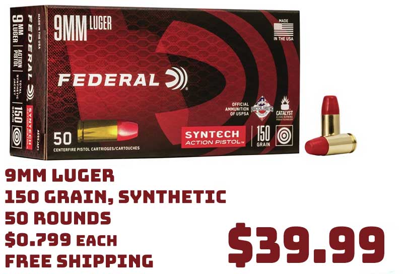 50rnds Federal Syntech Action Pistol 9mm Luger Ammo Deal 2